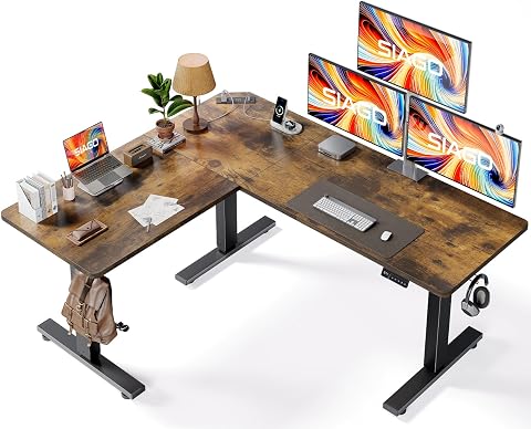 SIAGO L-Shaped Standing Desk - 63 x 55 Inch Adjustable Corner Standing Desk