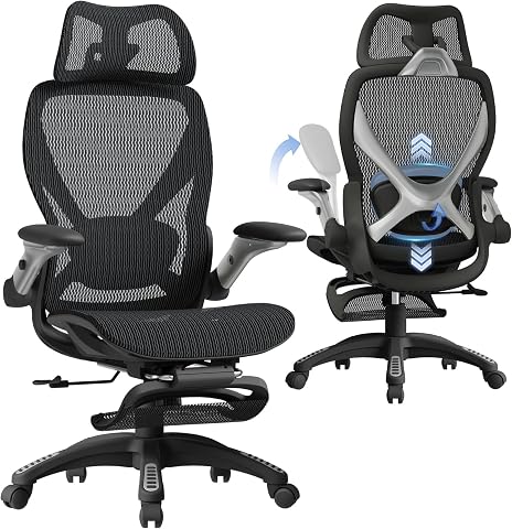ELABEST X100 Ergonomic Mesh Office Chair with Footrest, Big and Tall